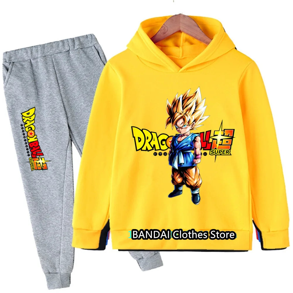 New Boys Girls Clothes Dragonball Hoodie Set Kids 2pcs Spring Autumn Toddler Girls Cartoon Hooded +pants Tracksuit Goku Clothing