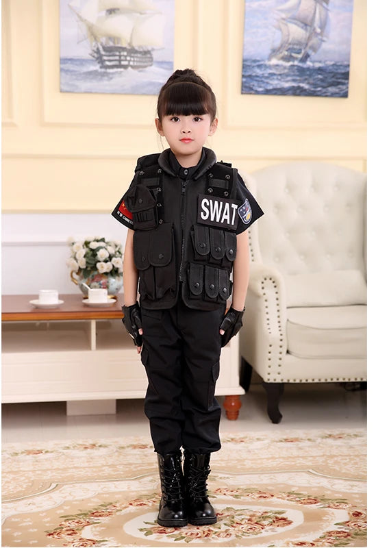 Children Hunting Military Tactical Army Vest Kids Airsoft Gear Combat Armor Uniform Boy Girl Swat Police Outdoor Costume