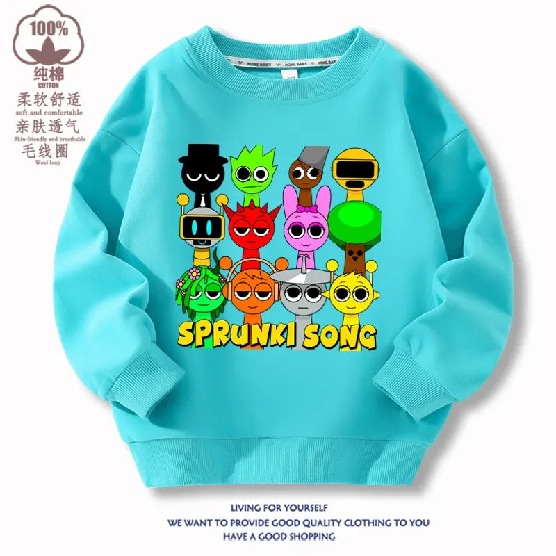 Sprunki Sweatshirt Incredibox Sprunki T Shirt Sweater Sprunki Cosplay Costume Pullover Tops Hoodie Y2K Cotton Clothes Gift