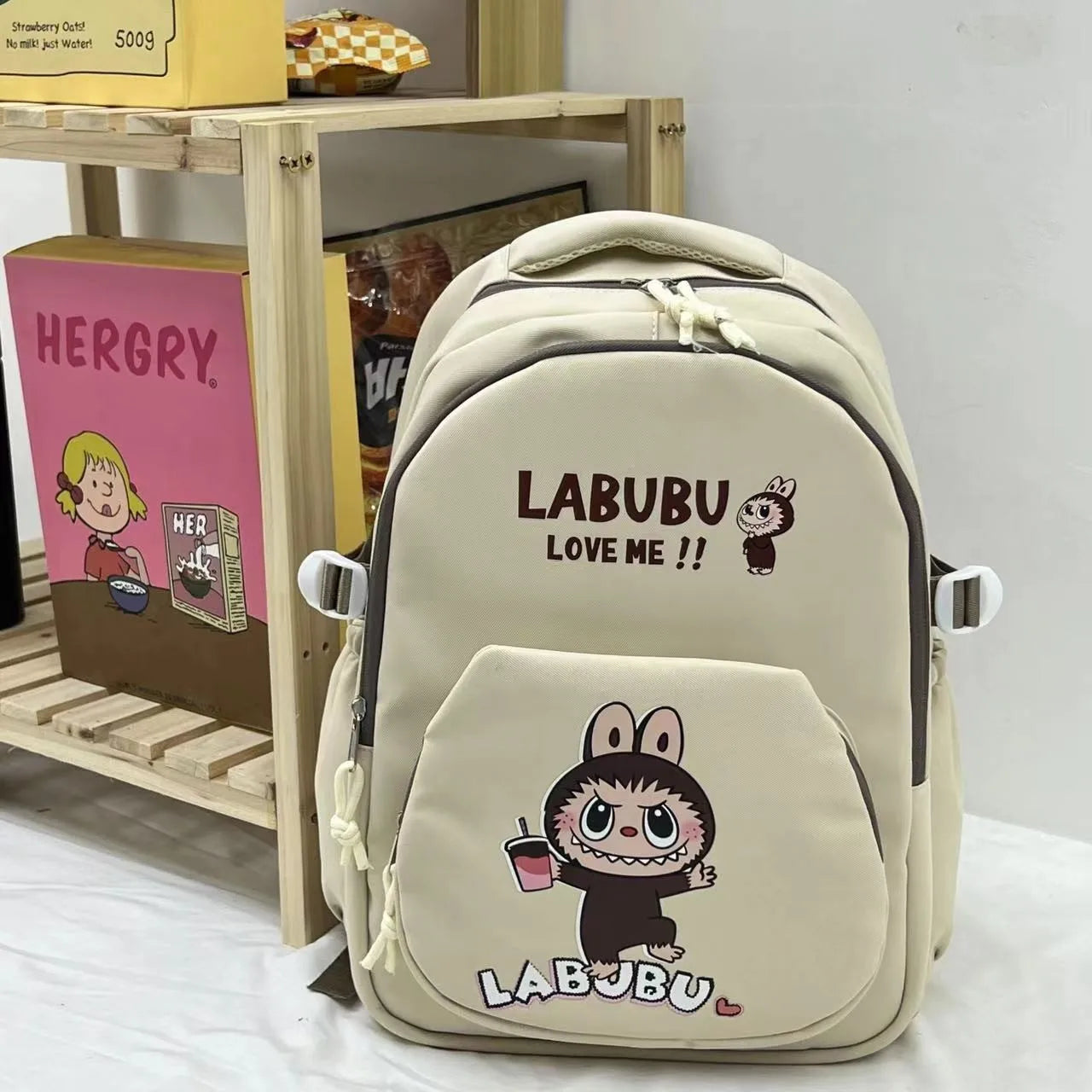 Labubu Primary And Secondary School Students' Cute Printed Casual Backpack For Women'S School Travel Versatile Backpack 2024 New