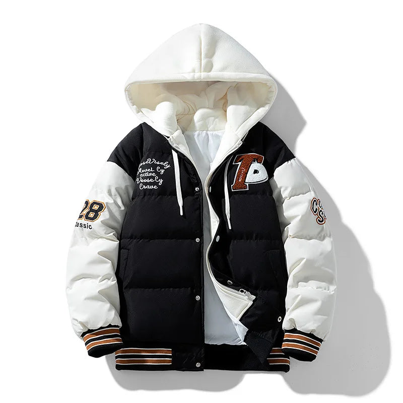 Supzoom New Arrival Casual Embroidery Mens Winter Trendy Fake Two-piece Hooded Bread Suit Couple Cotton-padded Jackets And Coats