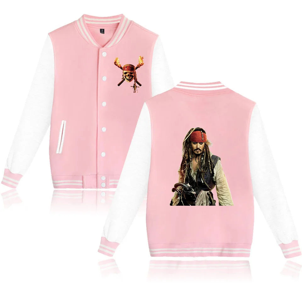 Disney Pirates Of The Caribbean Varsity Baseball Bomber Jacket Men Women Hip Hop Harajuku Jackets Kids Boys Girls Single Coats