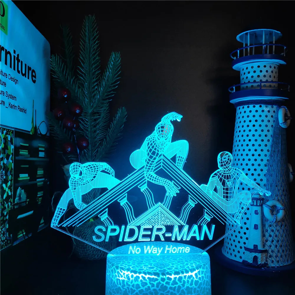 Anime The Avengers Infinity War 3D LED Nightlights Spiderman Ironman Hulk Thor Lamp Colorful Changing Night Lights Table Lampara