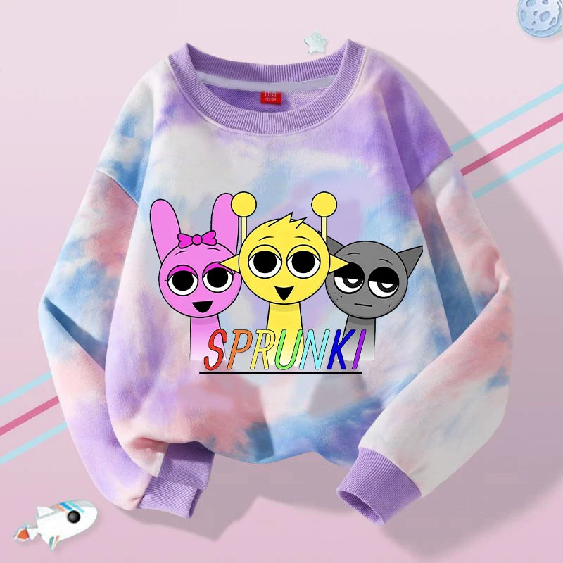 New Sprunki Kids Sweatshirt Cartoon Game Figure Printed Tops Boys Winter Casual Sports Sweatshirts 2024 Autumn Children Clothing