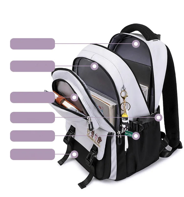 Backpack 3Pcs/Set for Girls Large Capacity Middle Schoolbag Student Schoolbag Set School Backpack Bags for Teenage Students Bag