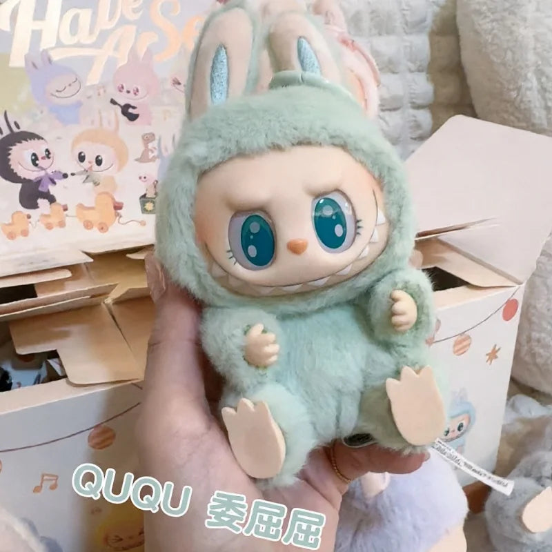 Anime Figure Labubu Have A Seat Series Pendant Flocking Doll Model Toy Kawaii Monster Replica Keychain Toy Birthday Gift New