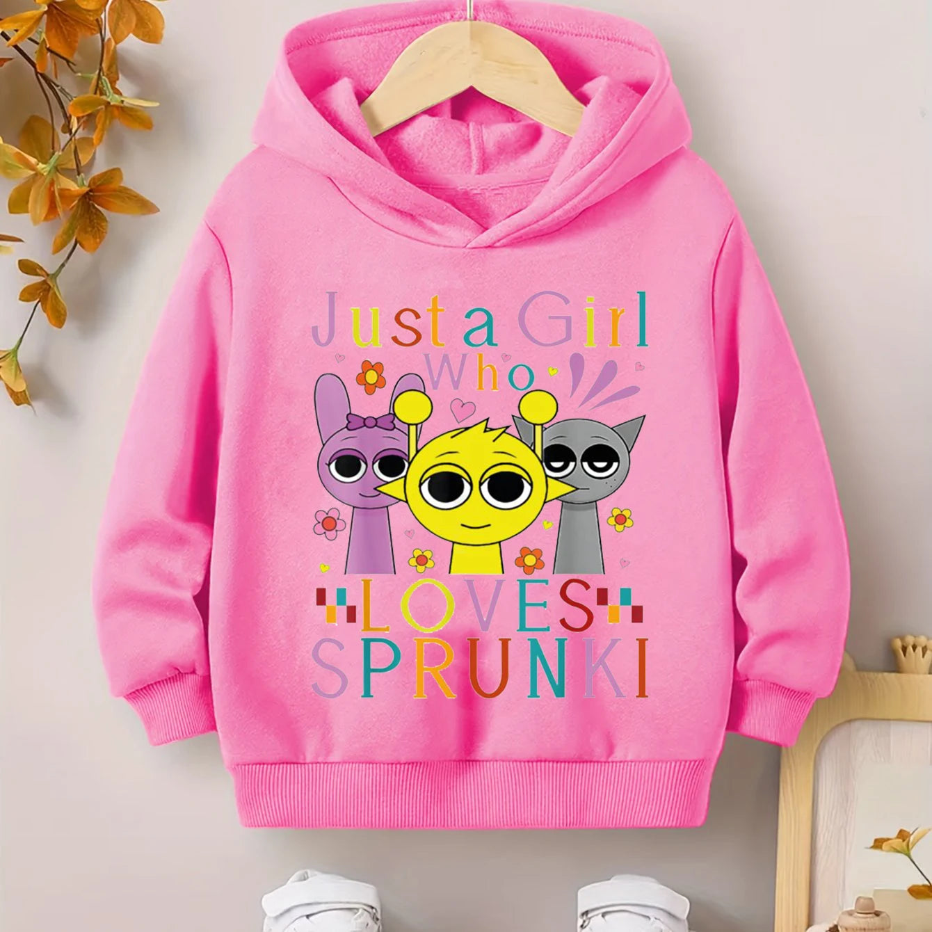 Just a Girl Who Loves Sprunki Graphic Girls Hoodies Incredibox Game Sweatshirt Children's Long Sleeve Tracksuits Boys Casual Top