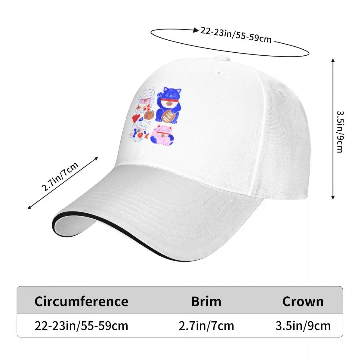 Maneki Neko Cats Baseball Cap Fashion Beach Snapback Cap New In The Hat Golf Wear Men's Luxury Women's