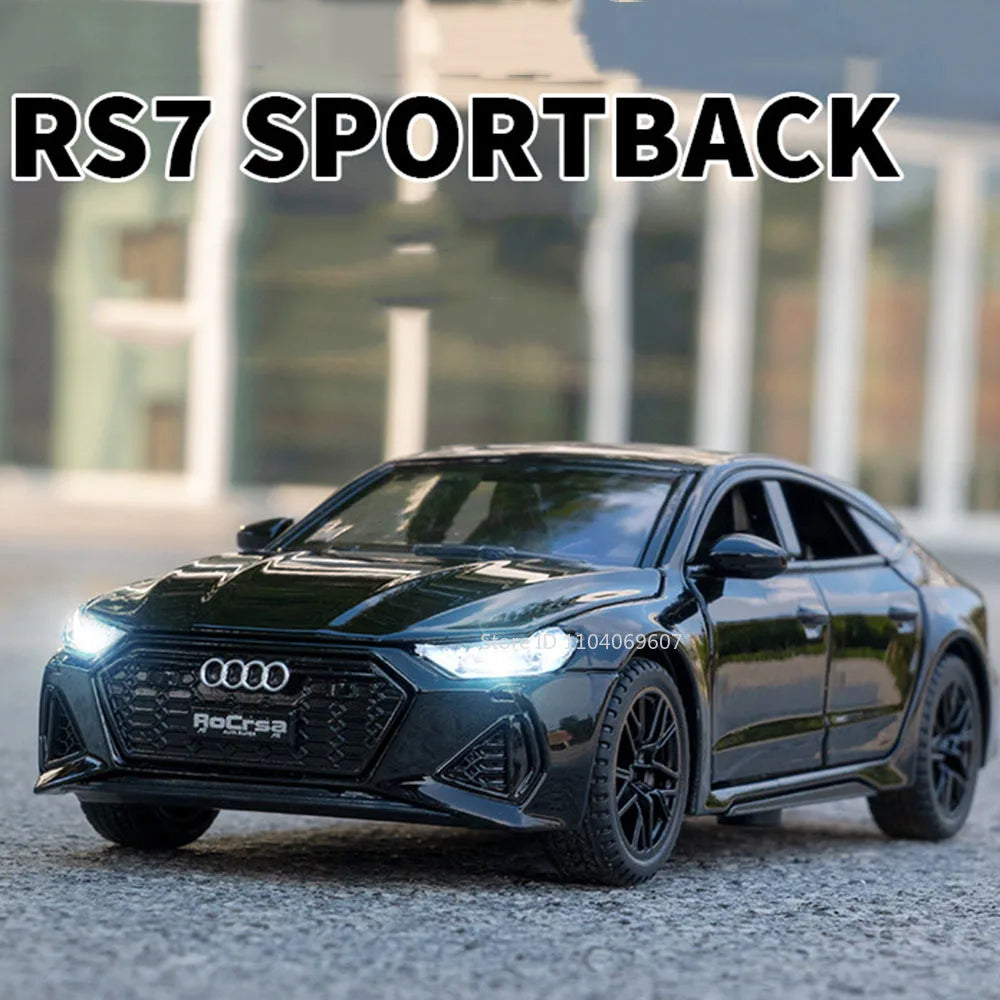 1:32 Audi RS7 Sportback Model Toy Cars Alloy Diecast 6 Doors Opened with Pull Back Rubber Tires Ornament Vehicle Toys Gifts