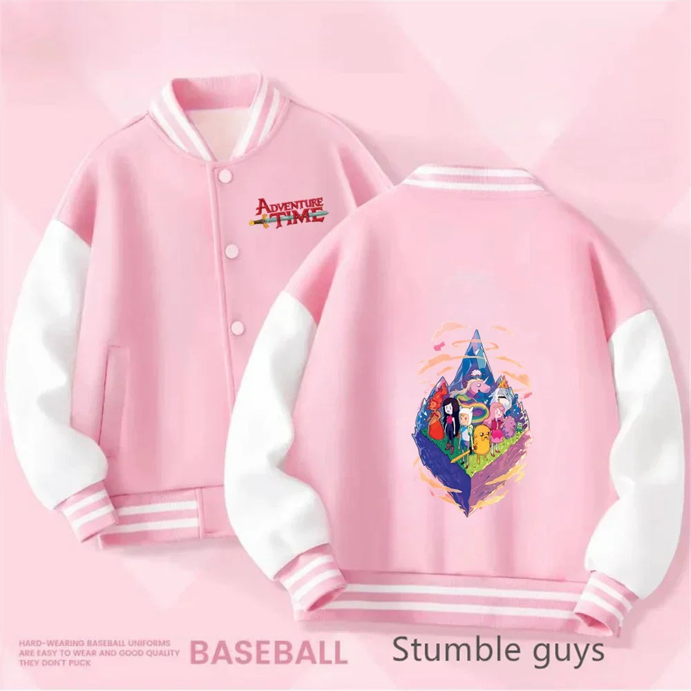 Boys and Girls for Stylish Coat Kids Sanrio Fall/Winter Jacket Baseball Uniform Adventure Time Pattern Print Thick Warm