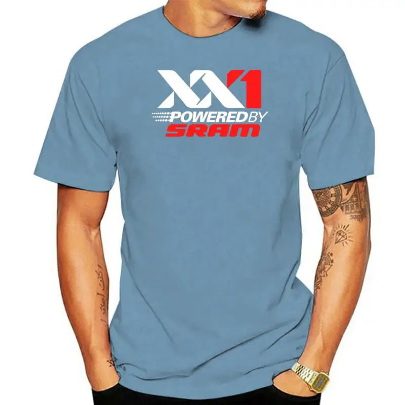 Fashion XX1 Poweredby Sram Mtb Bike Grafisk T-shirt Herre Klassisk Sort