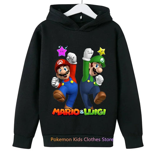 Mode Børn Spil Super Mario Sweatshirt Baby Drenge Piger Tegneserie Pullovere Børn Efterårstøj Mario Bros Hættetrøjer