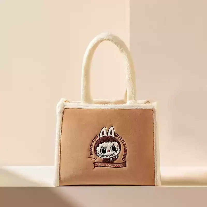 Authentic Popmart Bubble Mart Bag Classic Series Labubu Plush Tote Bag Brown Cute Trendy Surrounding Girl Birthday Gift