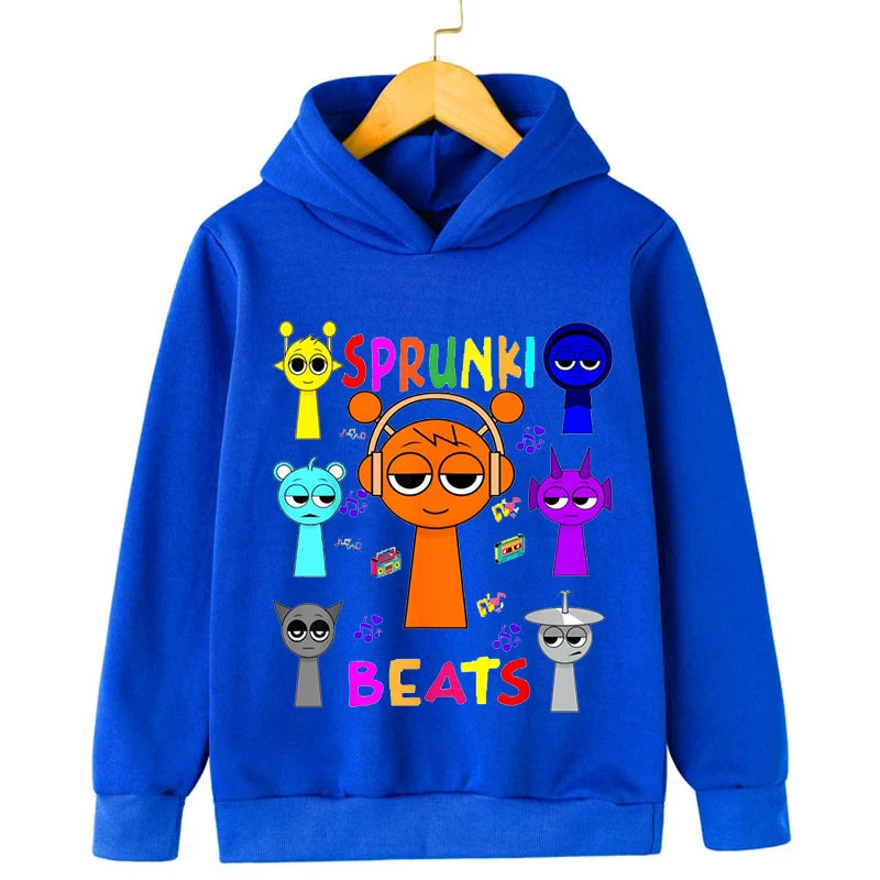 Hot Sales Sprunki Cartoon Clothes Kids Horror Game Incredibox Hoodie Boys Long Sleeve Sweatshirts Girls Casual Anime Hooded Tops