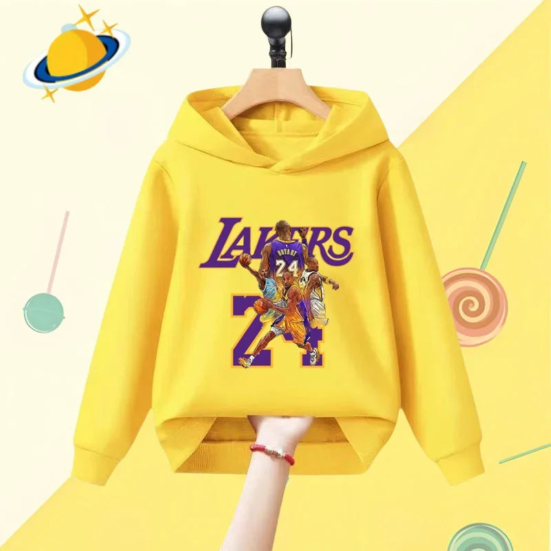 Basketball star Kobe Bryant children's hoodie cartoon print Autumn/Winter long-sleeved sweatshirt Boys and girls miss the eldest