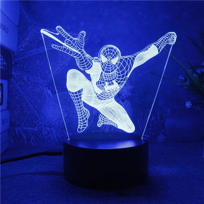 Anime The Avengers Infinity War 3D LED Nightlights Spiderman Ironman Hulk Thor Lamp Colorful Changing Night Lights Table Lampara