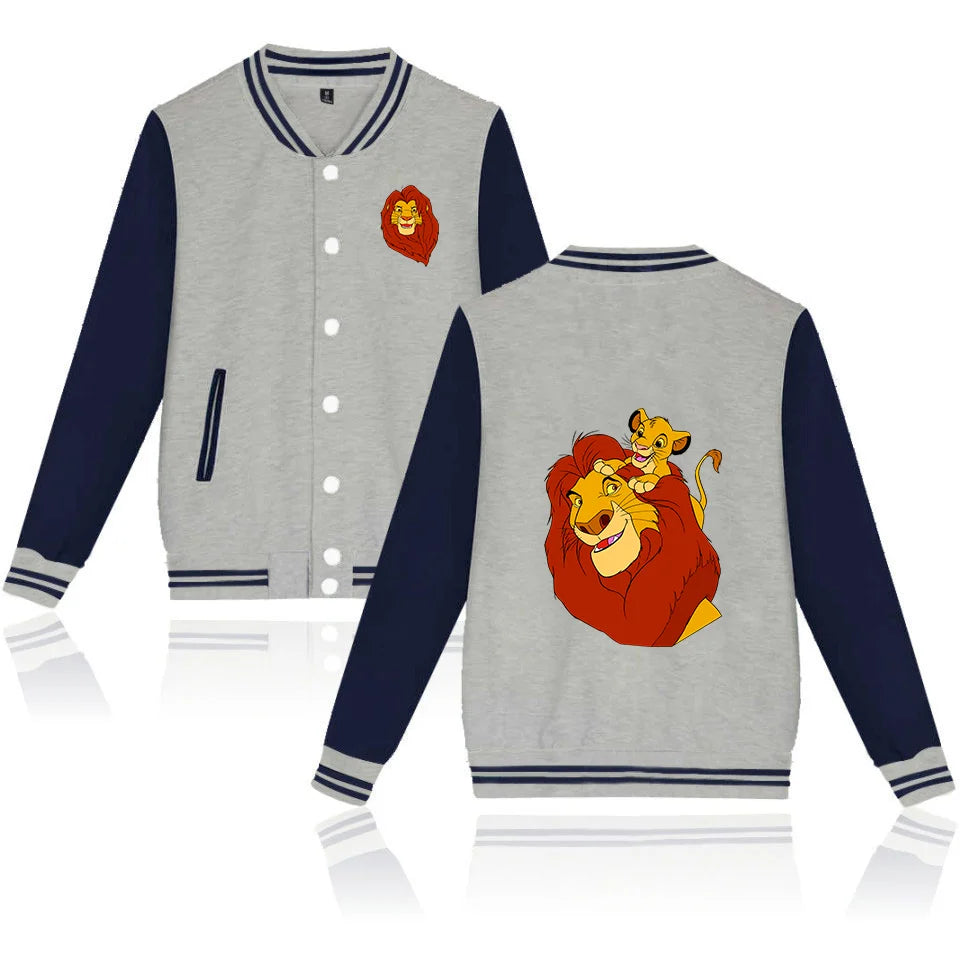 Disney The Lion King Simba Varsity Baseball Bomber Jacket Men Women Hip Hop Harajuku Jackets Kids Boys Girls Single Coats