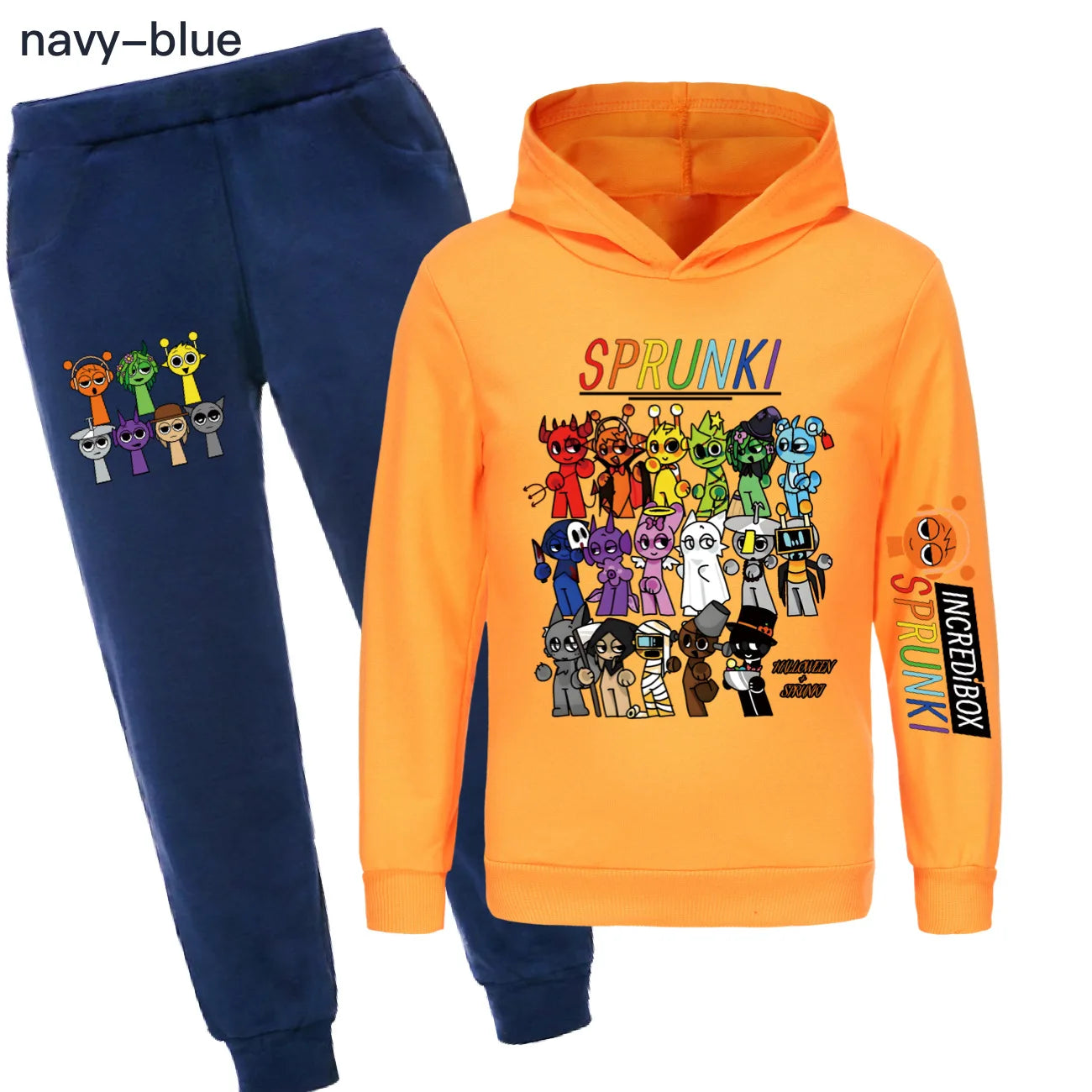 Sprunki Clothes Kids Game Cartoon Incredibox Jumper Boys Fashion Long Sleeve Sweatshirts+ Pants 2pcs Suits Toddler Girls Outfits