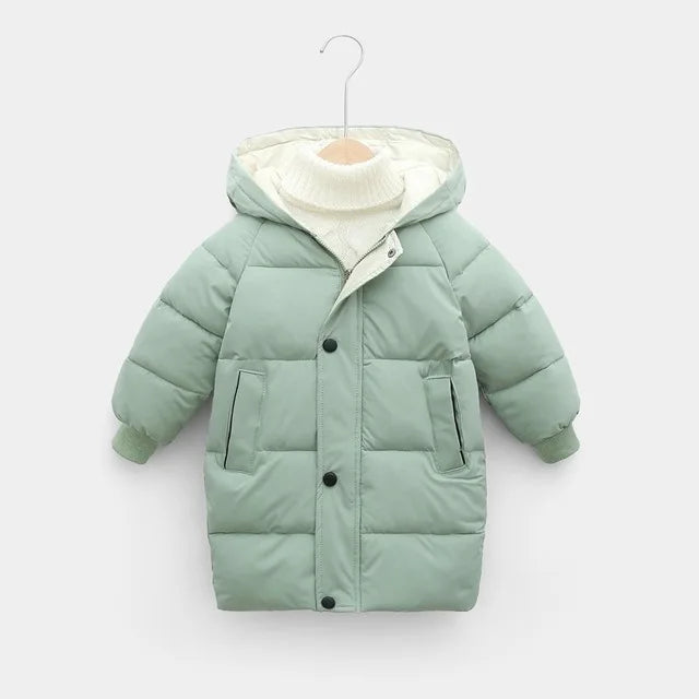 Kids Thicken Warm Down Coat Boys Winter Real Fur Hooded Long Parkas Girls Cotton Down Jackets Outerwears Teen Children Clothing