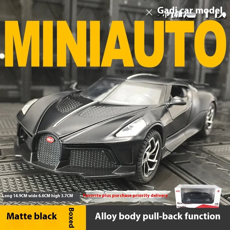 1:32 Bugatti La Voiture Noire Sports Car Alloy Diecast Simulation Metal Model Sound & Light Pull Back Toy Collection Kids Toys