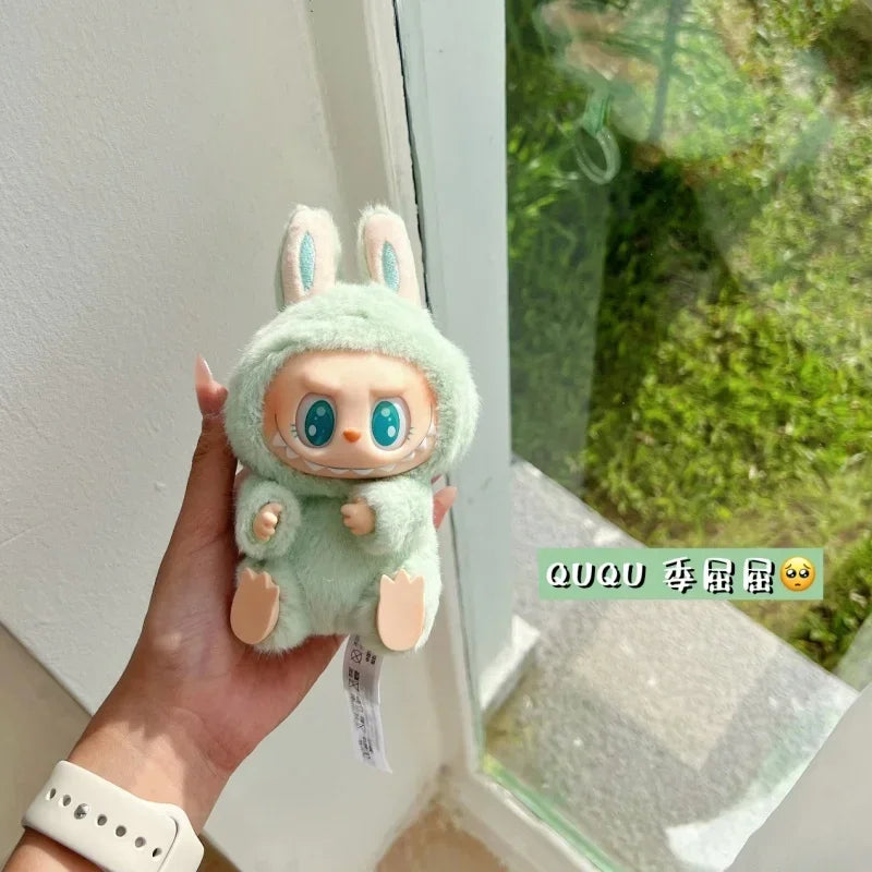 Anime Figure Labubu toy Have A Seat Series Pendant Flocking Model Toy Kawaii Monster Replica Keychain Toy Birthday Doll