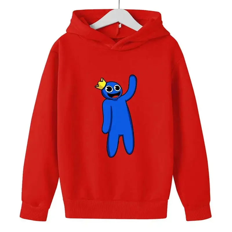 Efterår og vinter Rainbow Friends Hættetrøje Børn Drenge Tøj Børneoverdele Casual Cartoon Print Varme jakker Piger Lang Sle