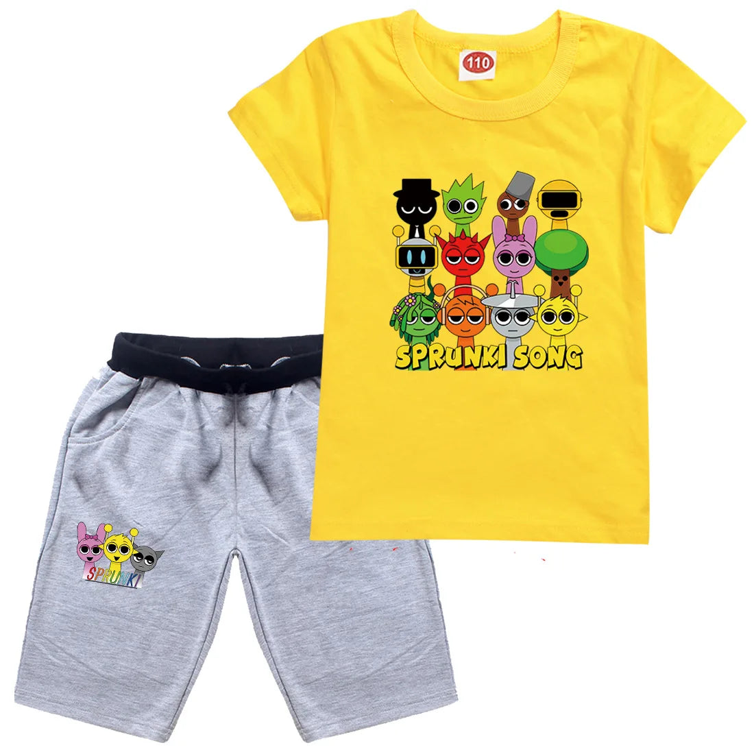 Sprunki Cartoon Clothes Sets New Summer Kids  Game Incredibox T-shirts Shorts Two-piece Set Baby Boys Tracksuit Girls Outfits