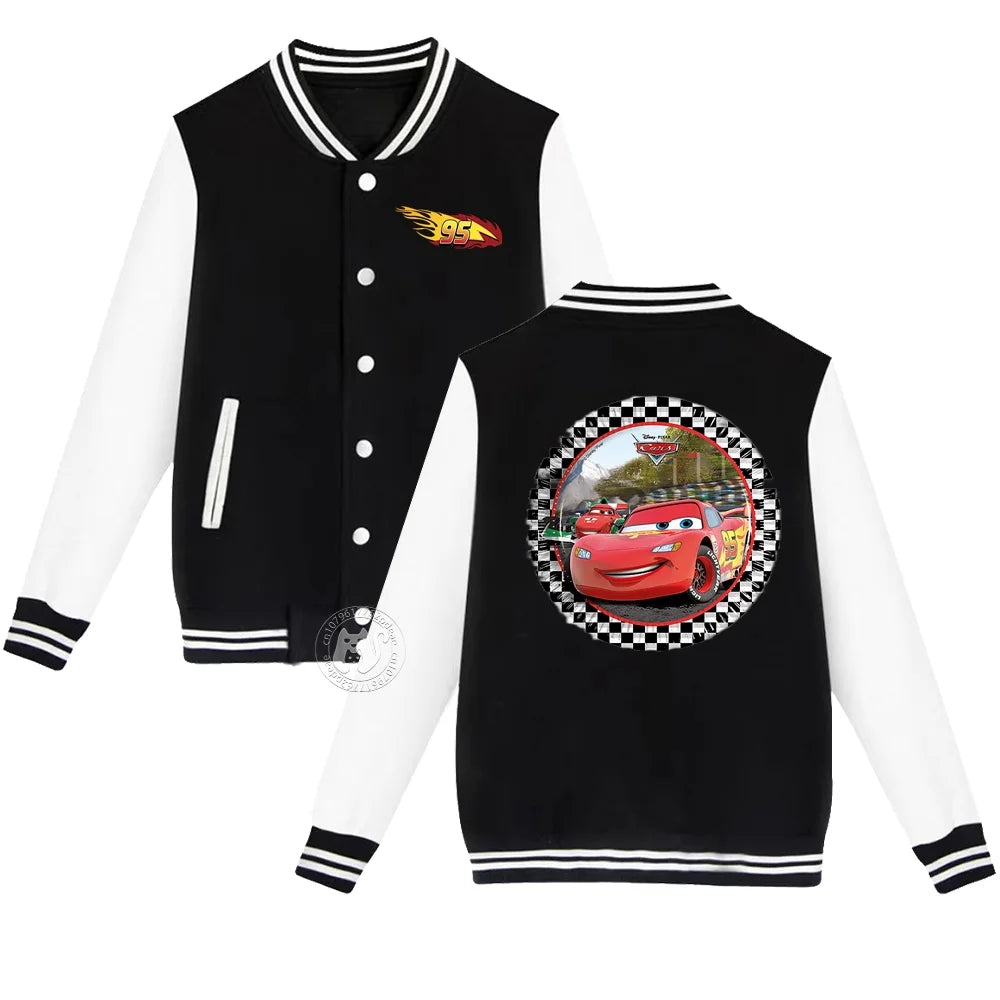 Kids 2-14 years old Fall/Winter Baseball uniform Flash McQueen 95 Racing Print Teen Girls Boys Outdoor padded warm coat