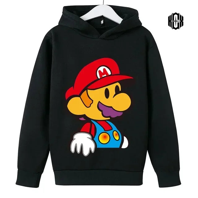 Mario Fall/Winter Children's Cotton Hoodie Fashion Casual Boys Girls Sports Hoodie Cute Cartoon Hoodie