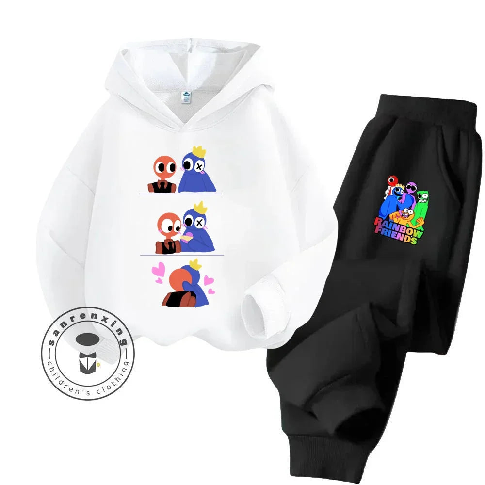 2024 Stylish and Cozy Cartoon Rainbow Friends Long Sleeve Stand Out Design Suitable for Children 3-14 Years Old New Hoodie Set