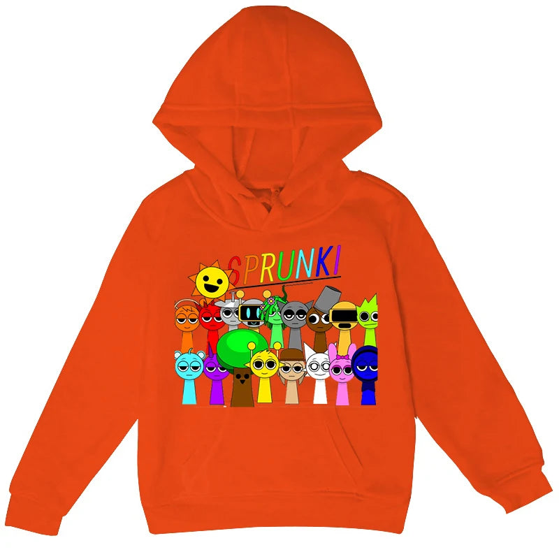 Sprunki Hoodie Boys Girls Funny Game Hoodie Spring Hooded Sweatshirts Children's Clothing Cartoon Print Hoodies Kids Casual Tops