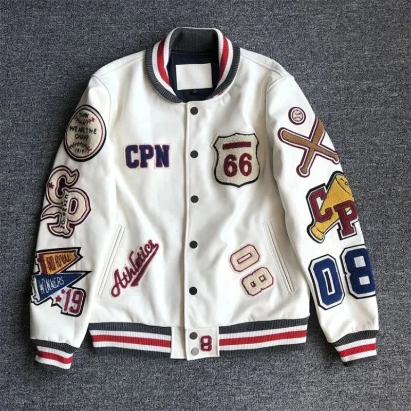 American Fashion Pattern Flocking Embroidery Jacket and Coat Men Street Y2K Hip Hop Joker Baseball Uniform Unisex Casual Jacket