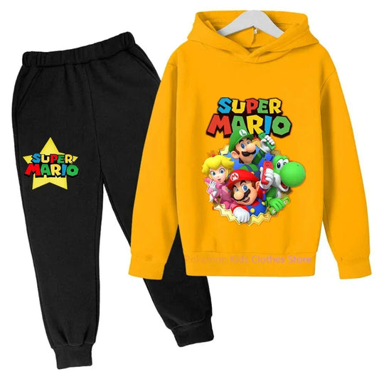 Nyt spil Super Mario bros Sæt Børne Sweatshirt Børn Jakke Dreng Pige Tøj Forår Efterår Hættetrøje 3-14 år Sweater Salg