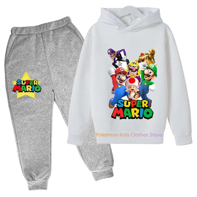 Baby Boys Clothes Super Mario Bros Hoodie Sets Kids Spring Autumn Girls Casual Hoodies+pants 2pcs Set for Children Boys Suit