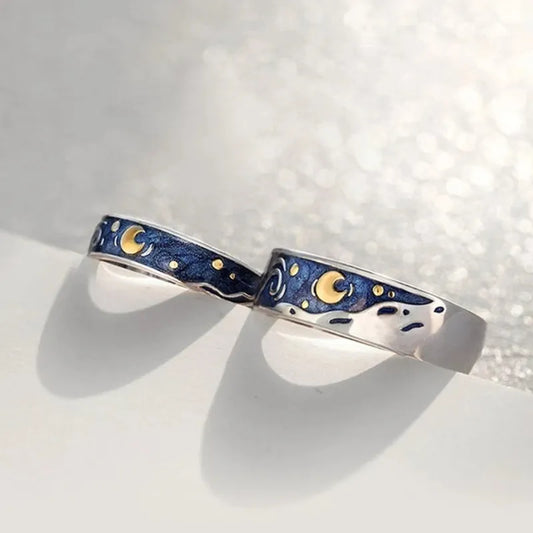 Creative Van Gogh Starry Sky Open Lover Fashion Rings Personality Romantic Jewelry