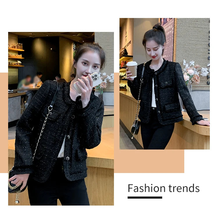 Jielur Autumn New Sweet Ladies Elegant Women Jackets Solid Street Fashion Jackets Woman Black Casual Loose Slim Coats Female