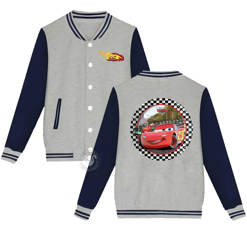 Kids 2-14 years old Fall/Winter Baseball uniform Flash McQueen 95 Racing Print Teen Girls Boys Outdoor padded warm coat