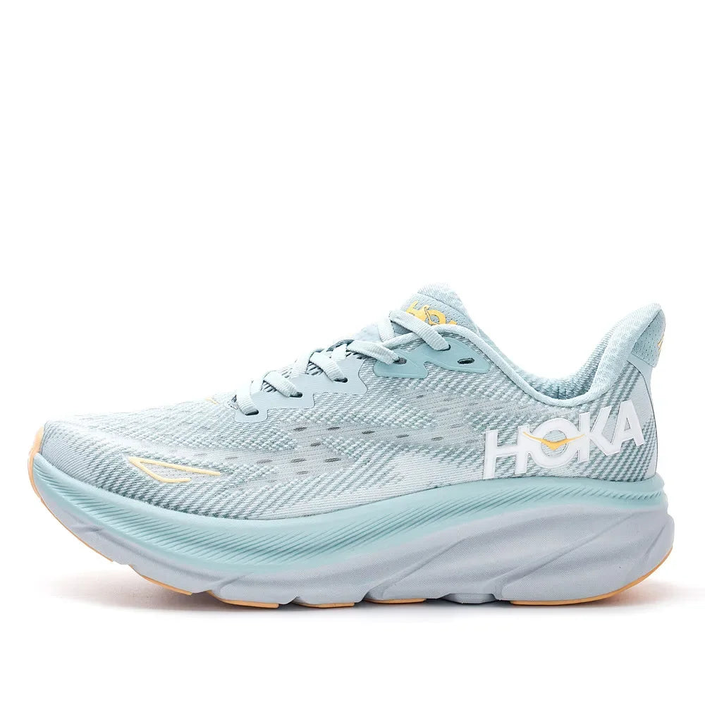 HOKA Clifton 9 Women and Men Black Gold Fabric Non-slip Wear-resistant Low-top Running Shoes Trainer Sneakers