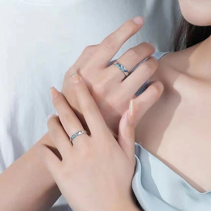 Fashion Van-Gogh Starry-Sky Couple Ring For Women Men Romance Finger Ring Adjustable