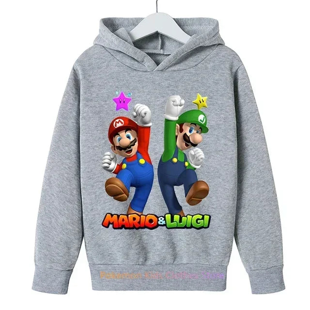 Fashion Children Game Super Mario Sweatshirt Baby Boys Girls Cartoon Pullovers Kids Autumn Clothes Mario bros Hoodies