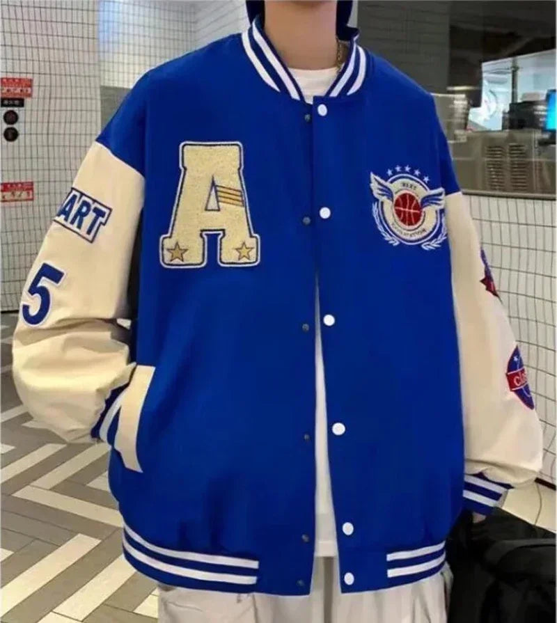 Letter Leather Harajuku College Patchwork Hop Baseball Jackets Unisex Men Women Streetwear Bone Coats Hip Jacket Bomber Varsity