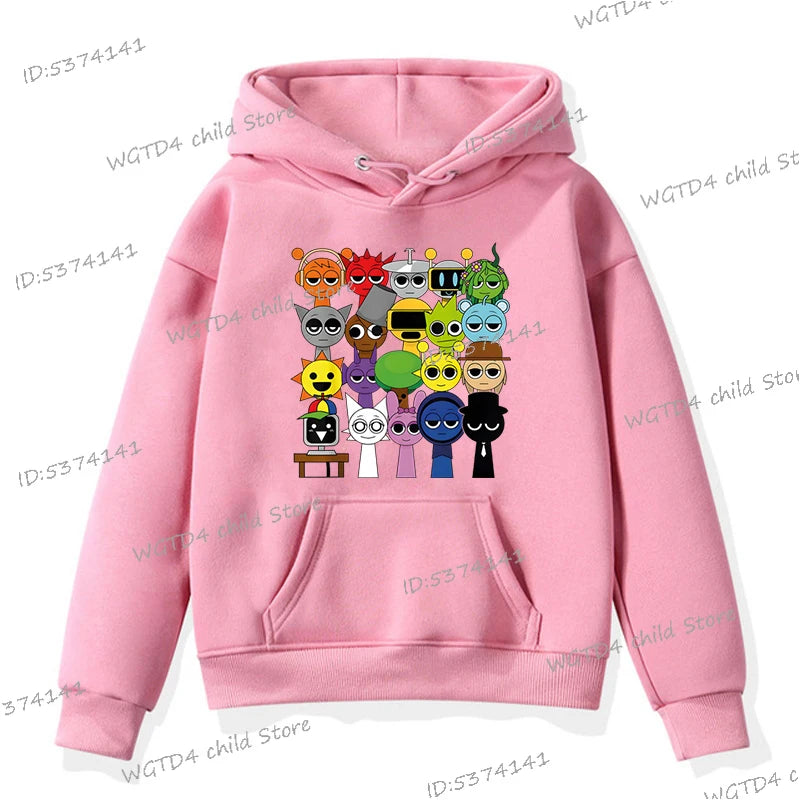 Sprunki Game Figure Hoodies Boys Girls Travel Sweatshirts Cartoon Incredibox Game Long Sleeve Streetwear Funny Sprunki Hoodie