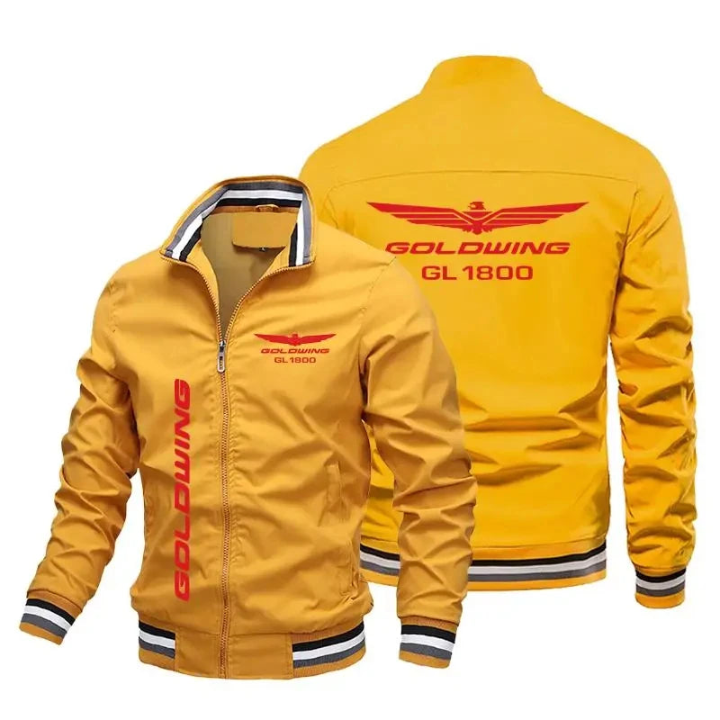 Men's 2024 autumn/winter hot selling driver jacket, golden wings, printed logo casual top