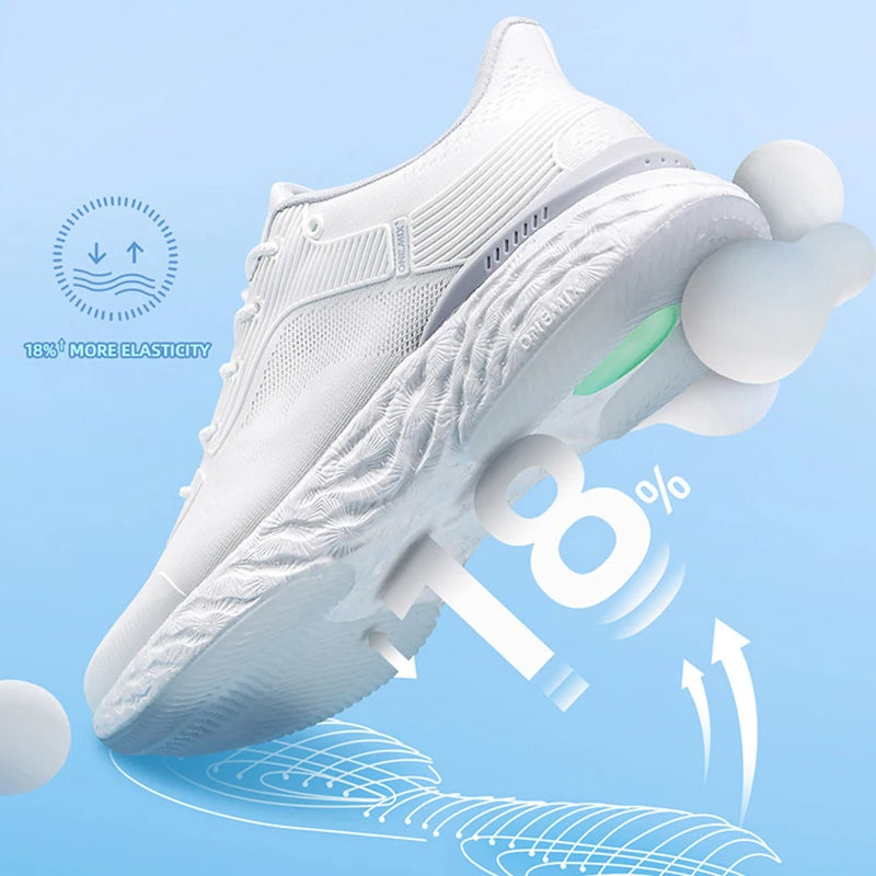 ONEMIX Ivory White Running Shoes For Men Chunky Sneakers Marathon Trainers Footwear Breathable Mesh Women Walking Tennis Shoes