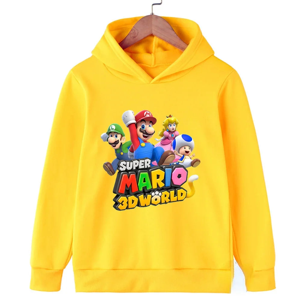 Autumn Cartoon Print Sports Children Hoodies Street Casual Fashion Sweatshirt 3-14 Years Kids Boy Girl Clothing Outdoor Pullover