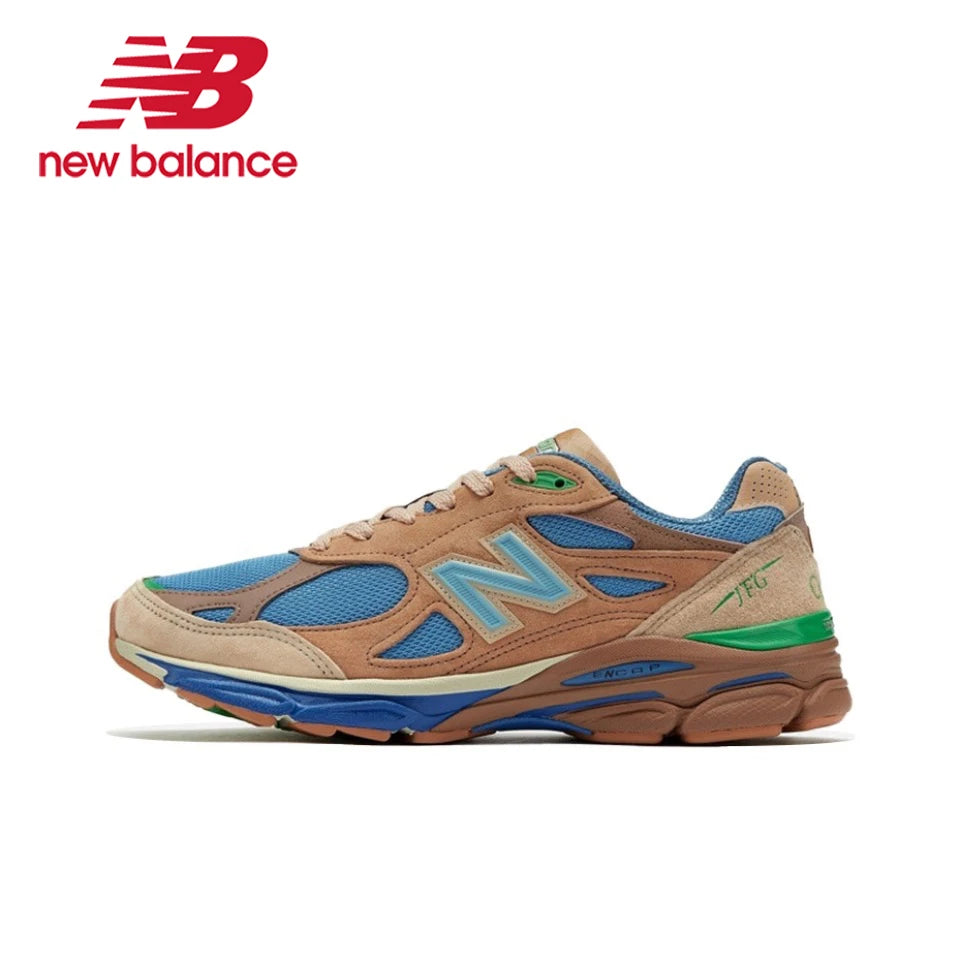 Original New Balance NB 990 V3 Classic Vintage Mesh Fabric Leather Casual Men's and Women's Running Shoes White Silver M990AL3