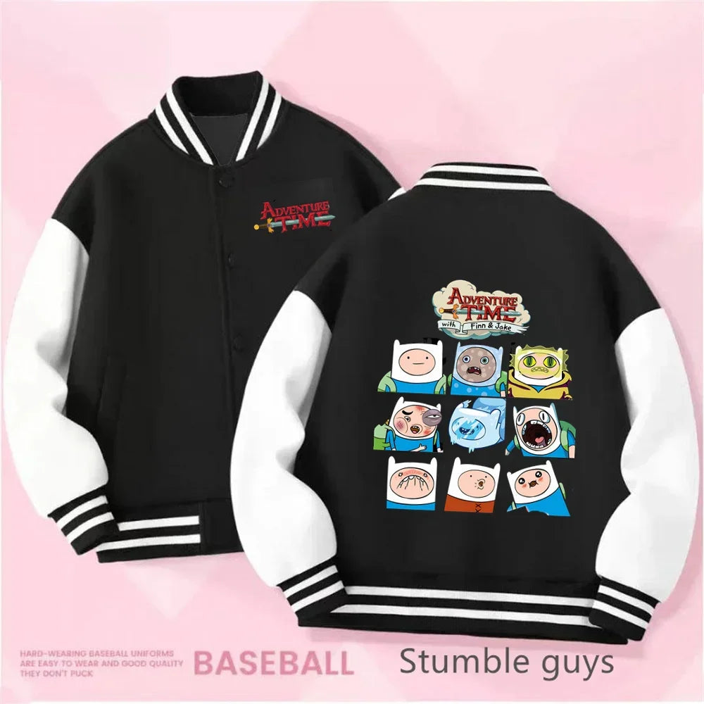 Boys and Girls for Stylish Coat Kids Sanrio Fall/Winter Jacket Baseball Uniform Adventure Time Pattern Print Thick Warm