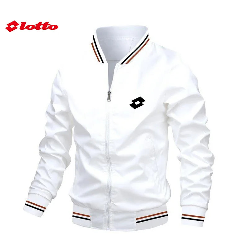 Embroidered Autumn and Winter Men's Stand Collar Casual Zipper Jacket Outdoor Sports Coat Windbreaker Jacket for Men Waterproof