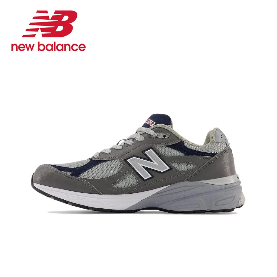 Original New Balance NB 990 V3 Classic Vintage Mesh Fabric Leather Casual Men's and Women's Running Shoes White Silver M990AL3