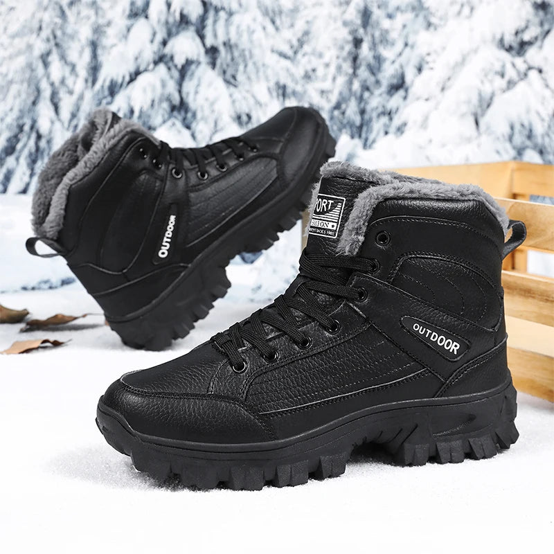 Men Waterproof Snow Boots Super Warm Winter Plush Shoes Men Sneakers Work Shoes Outdoor Male Hiking Boots Anti-slip Ankle Boots